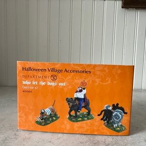 Dept 56 Halloween Accessories Who Let The Dogs Out New 3 Piece Set Weiner Dog